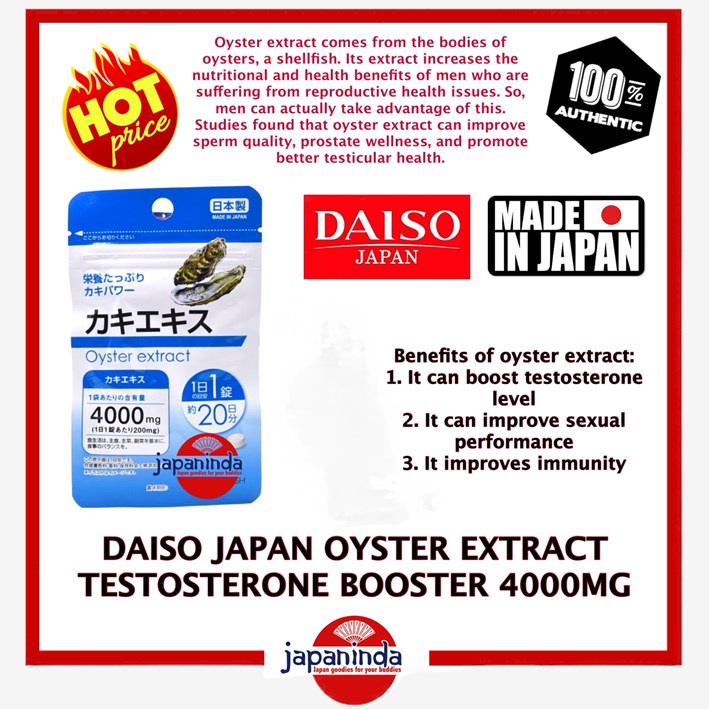 DAISO OYSTER EXTRACT Testosterone Booster (4000mg/pack) 20Day supplement 100 Authentic / Made