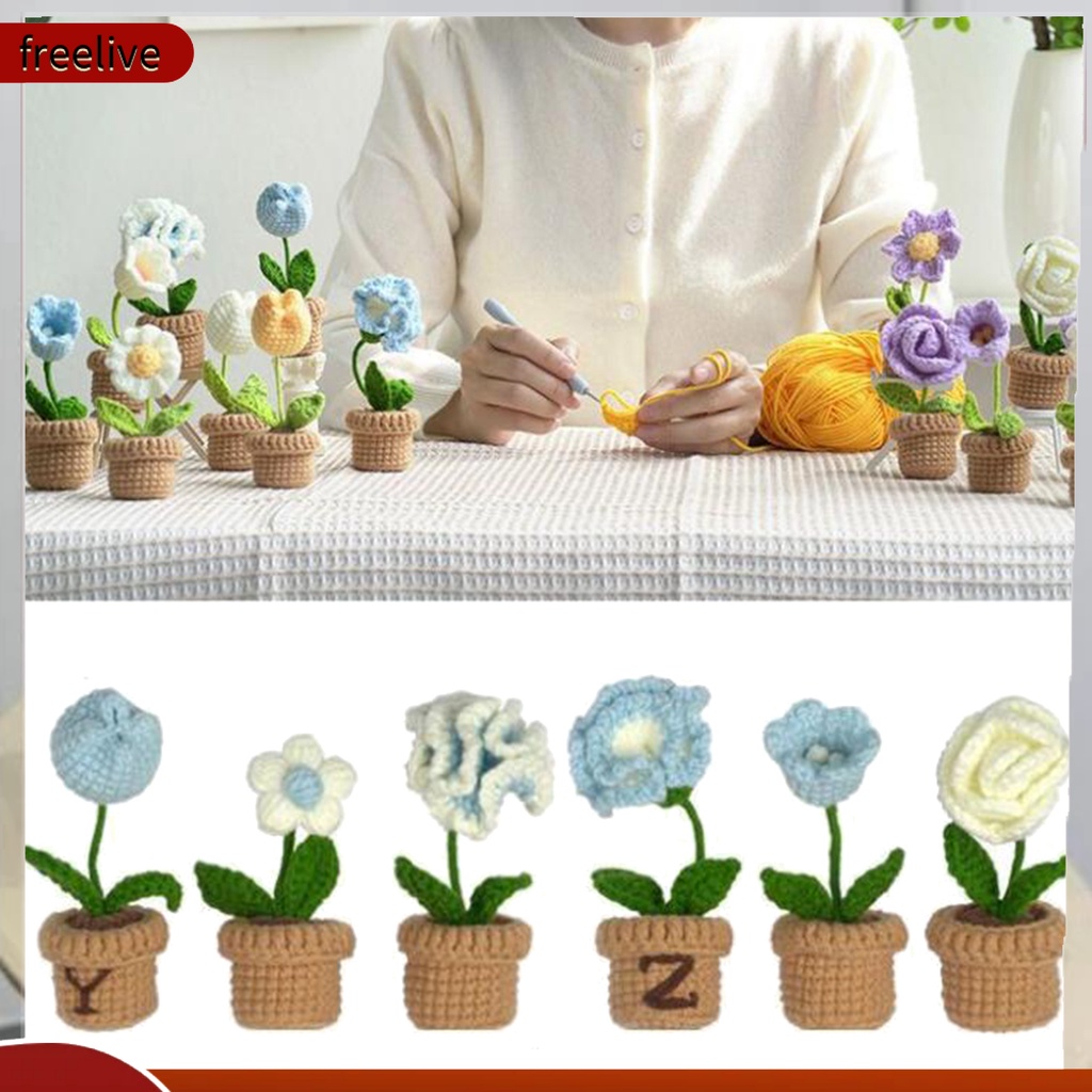 Handmade DIY Tulip Flowers Plant Potted Crochet Knitting Kit for