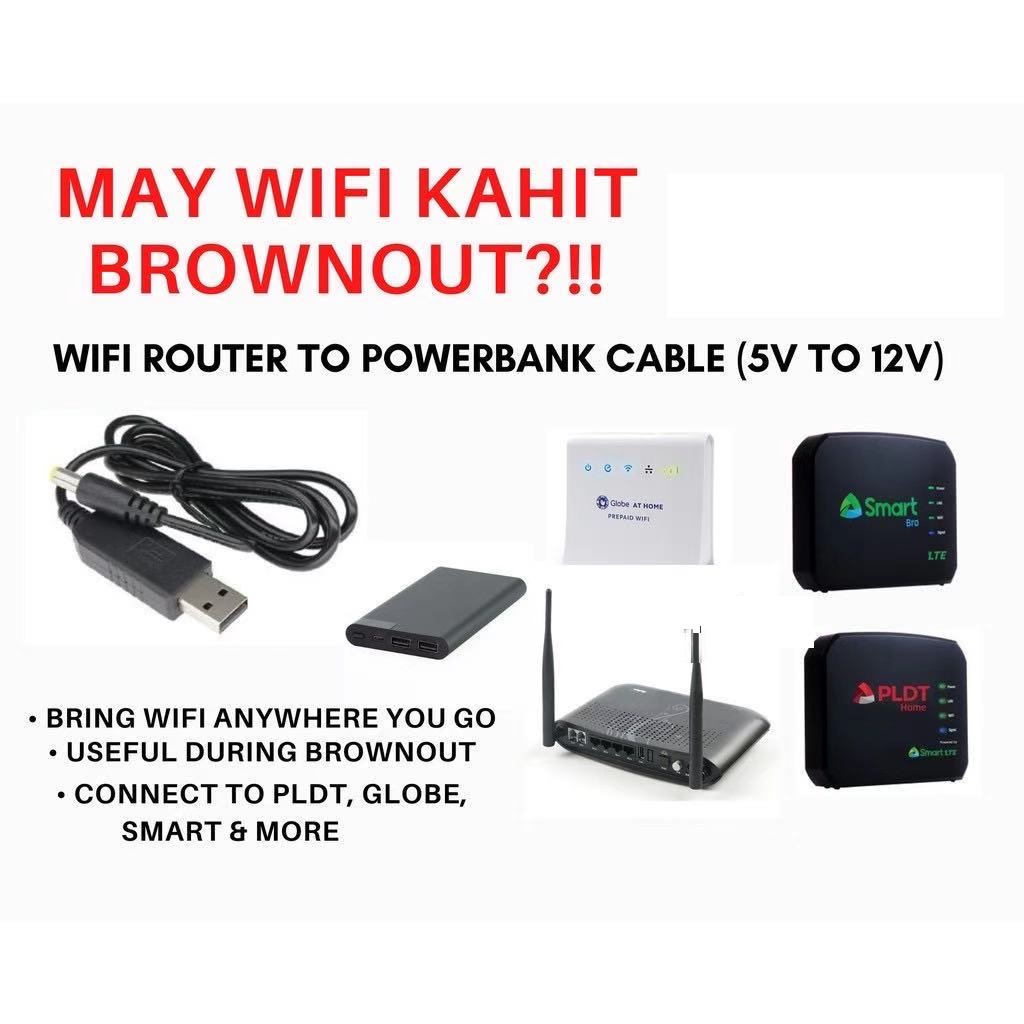 5V to 12V 1A 2A-3A WIFI Router to Powerbank USB Cable Step Up Booster ...