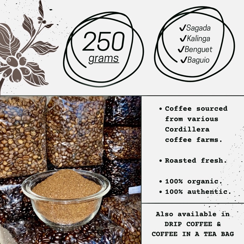 250g - Sagada/Kalinga/Benguet/Baguio/Cordillera Coffee/Hazelnut/French ...