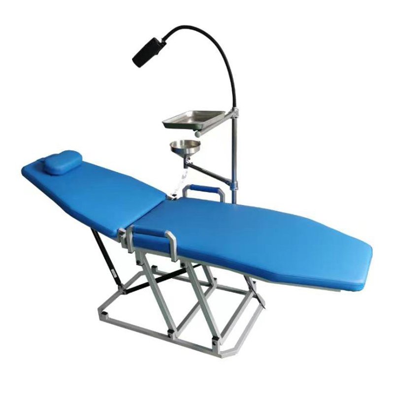 Folding Portable Dental Chair Unit with Stainless Steel Spittoon Instrument Tray and Movable