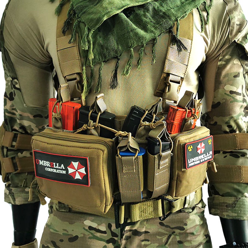 Tactical Chest Rig Bag Radio Harness Front Pouch Holster Military Vest ...