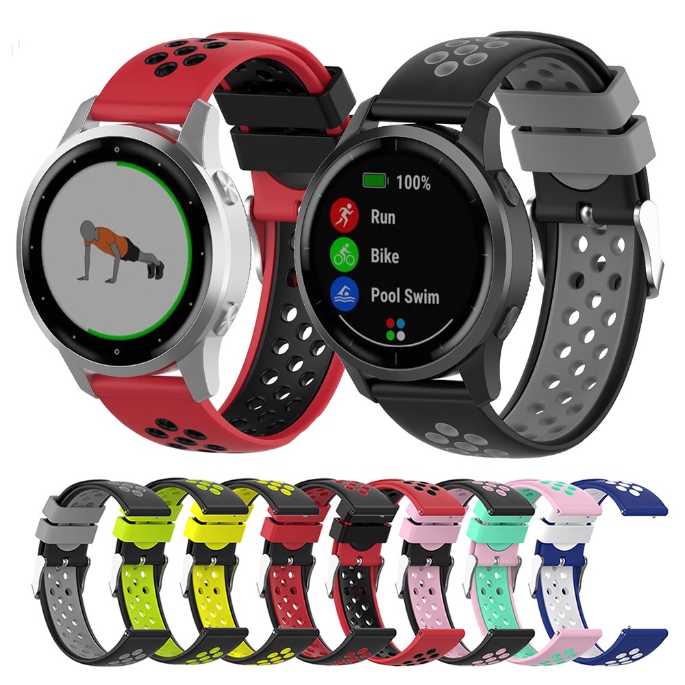 AU02 18/20/22mm Breathable Silicone Strap For Garmin Vivoactive 3 4 4S