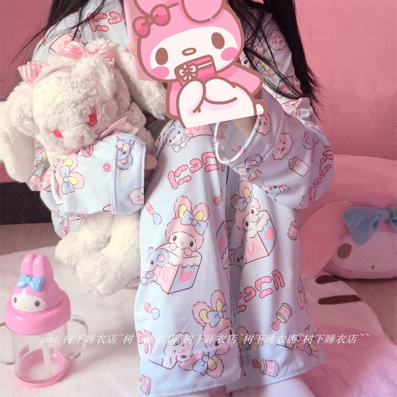 vp0a Kuromi My Melody Hello Kitty Cinnamoroll Sanrio Kawaii Pajamas ...
