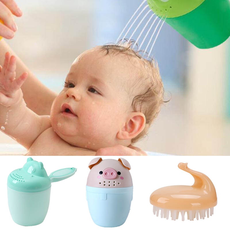 92kA Cute Cartoon Baby Bath Caps Toddle Shampoo Cup Children Bathing ...