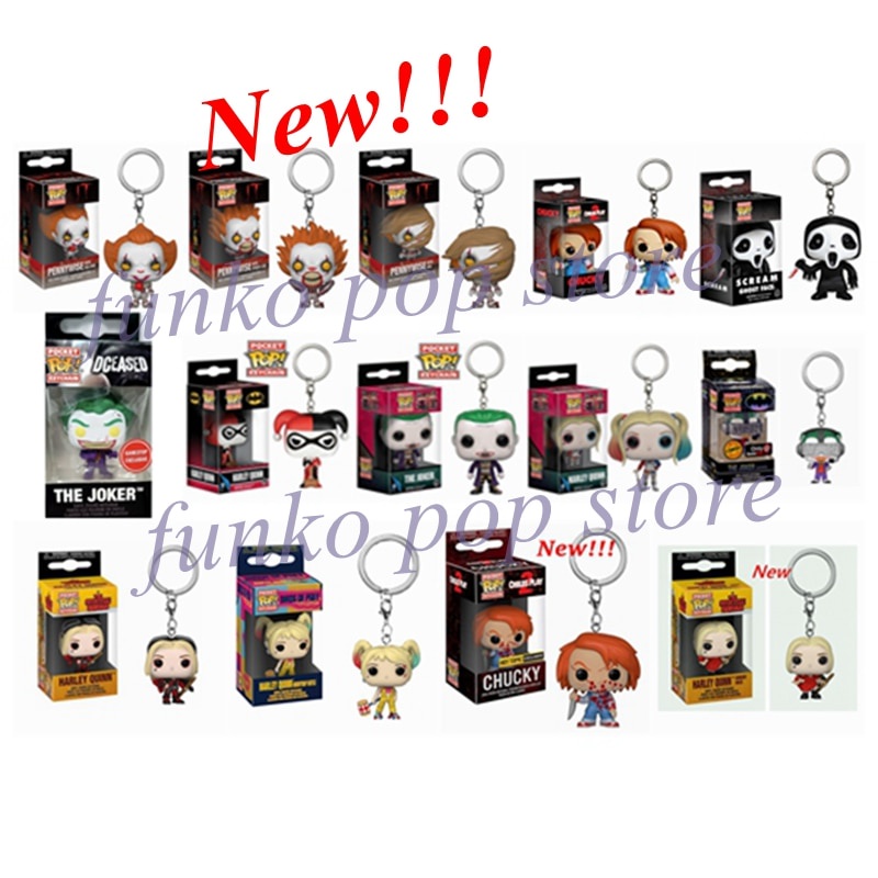 rurk FUNKO POP IT Pennywise Scream Ghost Face Chucky Joker Pocket Keychain Action Figures Colle