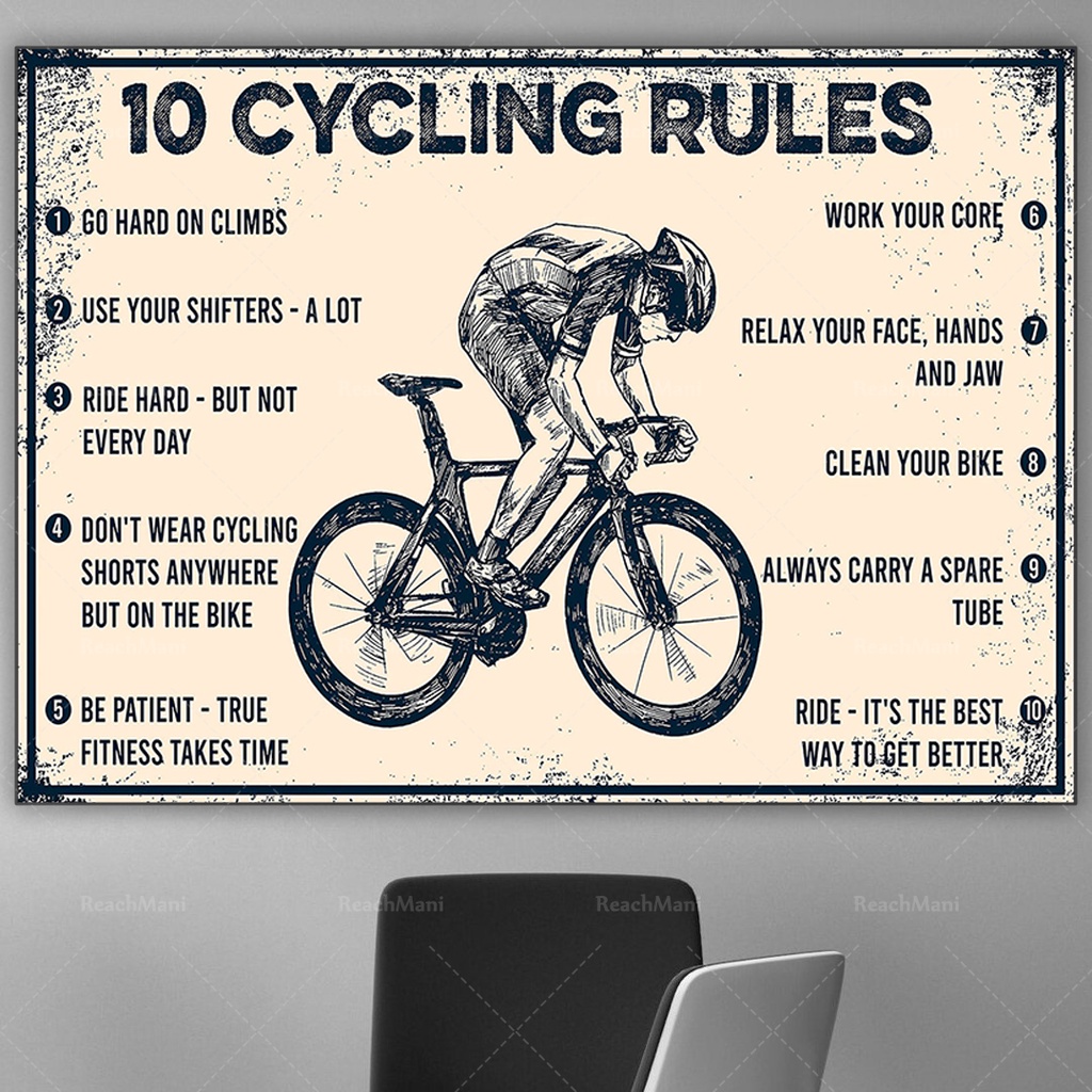 MEBE 10 bicycle rules retro posters, bicycle enthusiast posters, racing