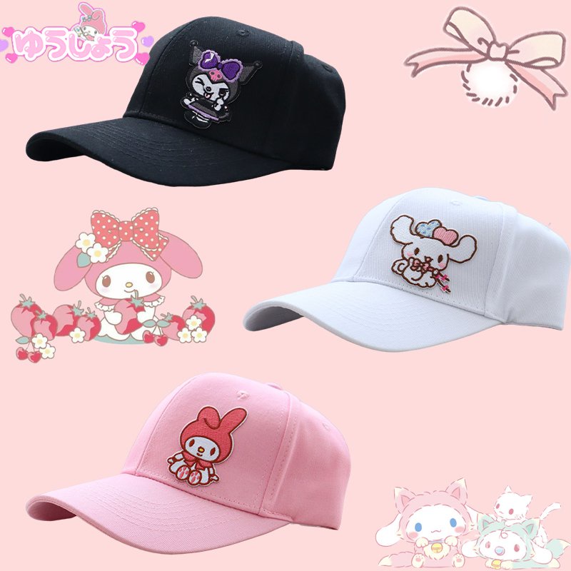 Sanrio Kuromi Baseball Cap Kawaii Anime Cinnamoroll My Melody Pompom ...