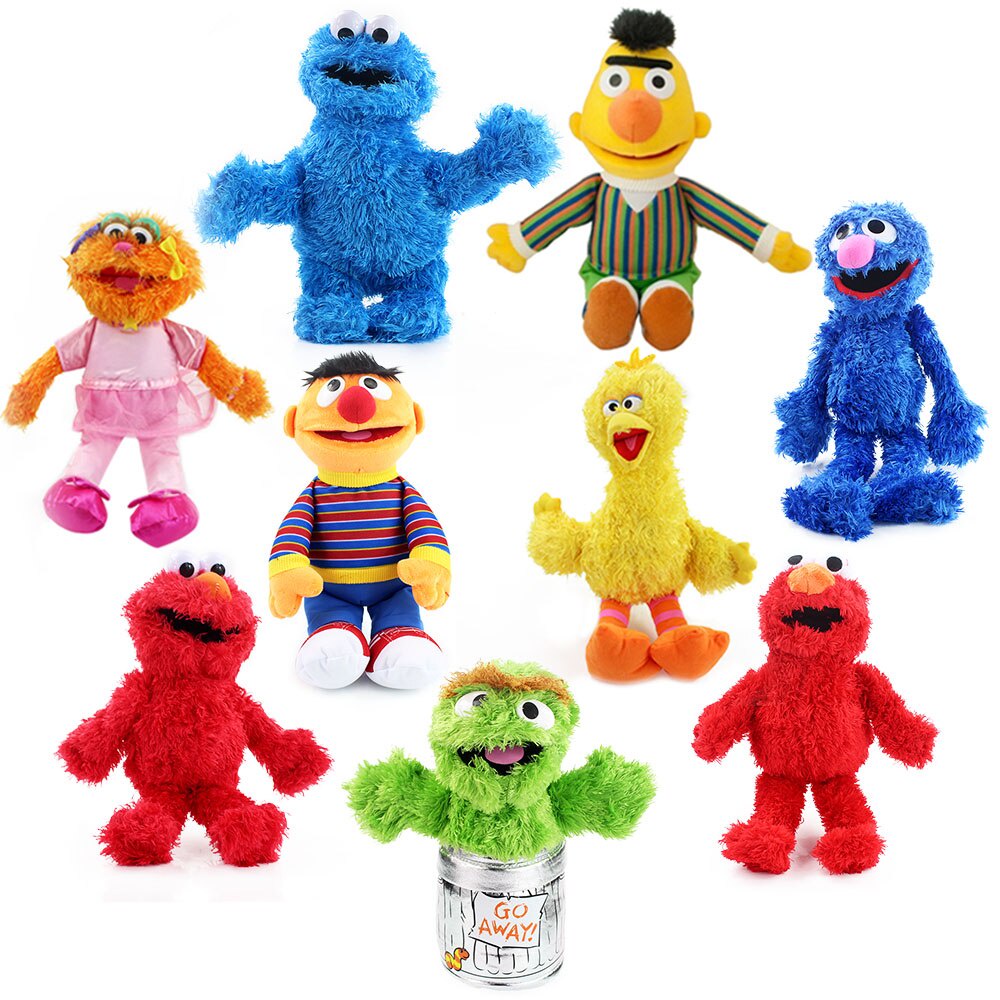 2eLo 27-40cm Sesame Street Elmo Big Bird Bert Ernie Garbage Can Animal ...