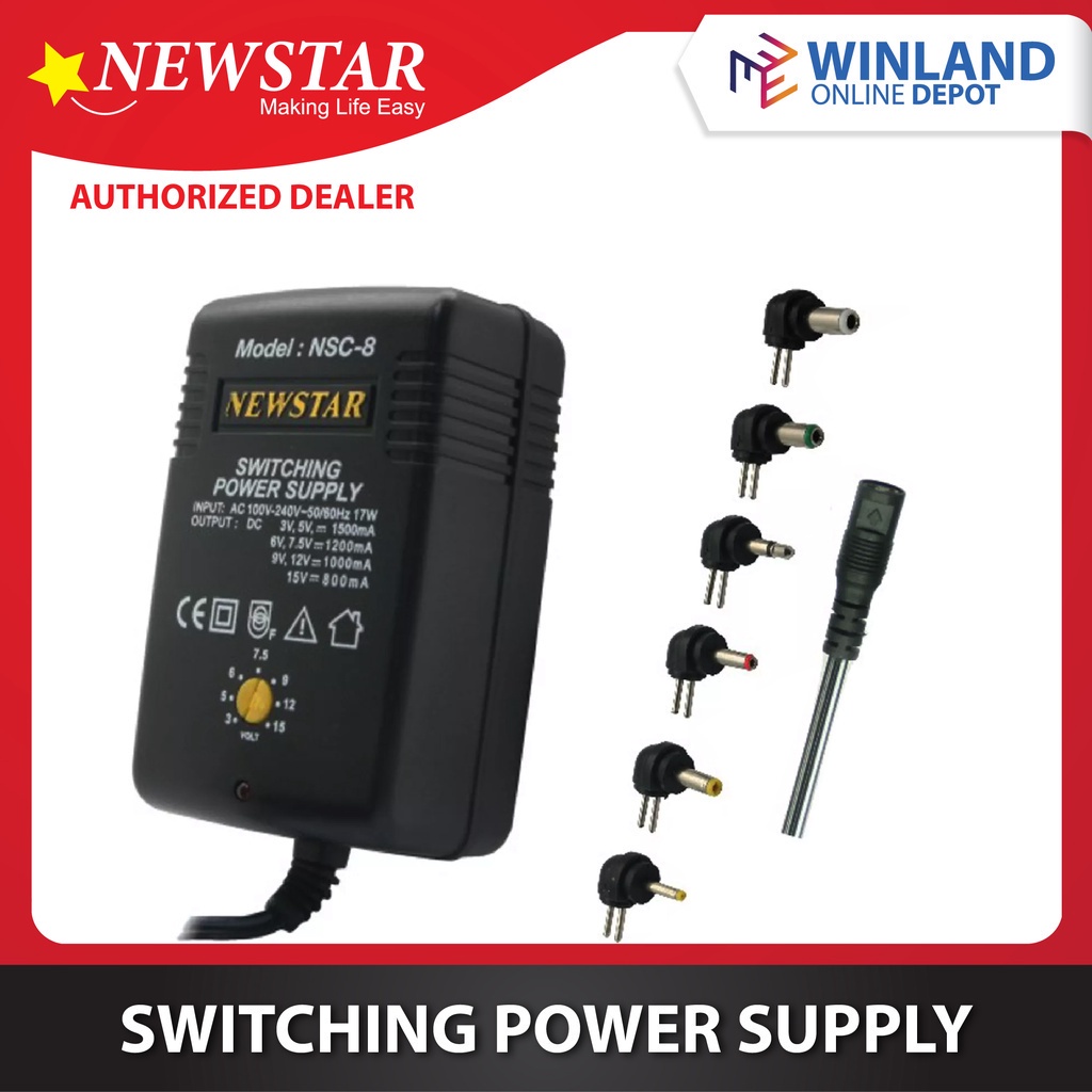 Newstar By Winland 1500mA Switching Power Supply Adaptor Adapter NSC 8 Shopee Philippines