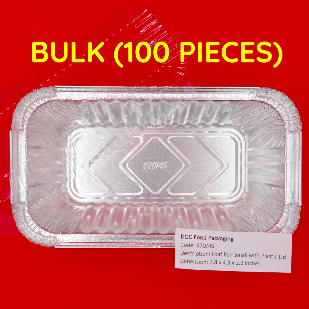 ♀Aluminum Tray with Lid (BULK 100 pieces 670/45 Loaf Pan with Lid