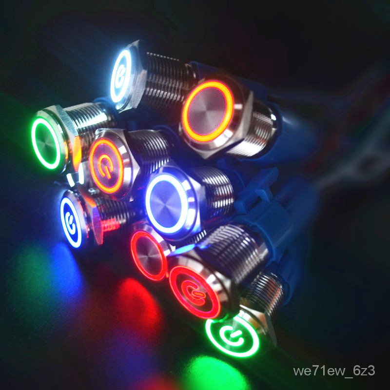 16mm waterproof LED metal switch flat head Fixed Momentary Push Button ...