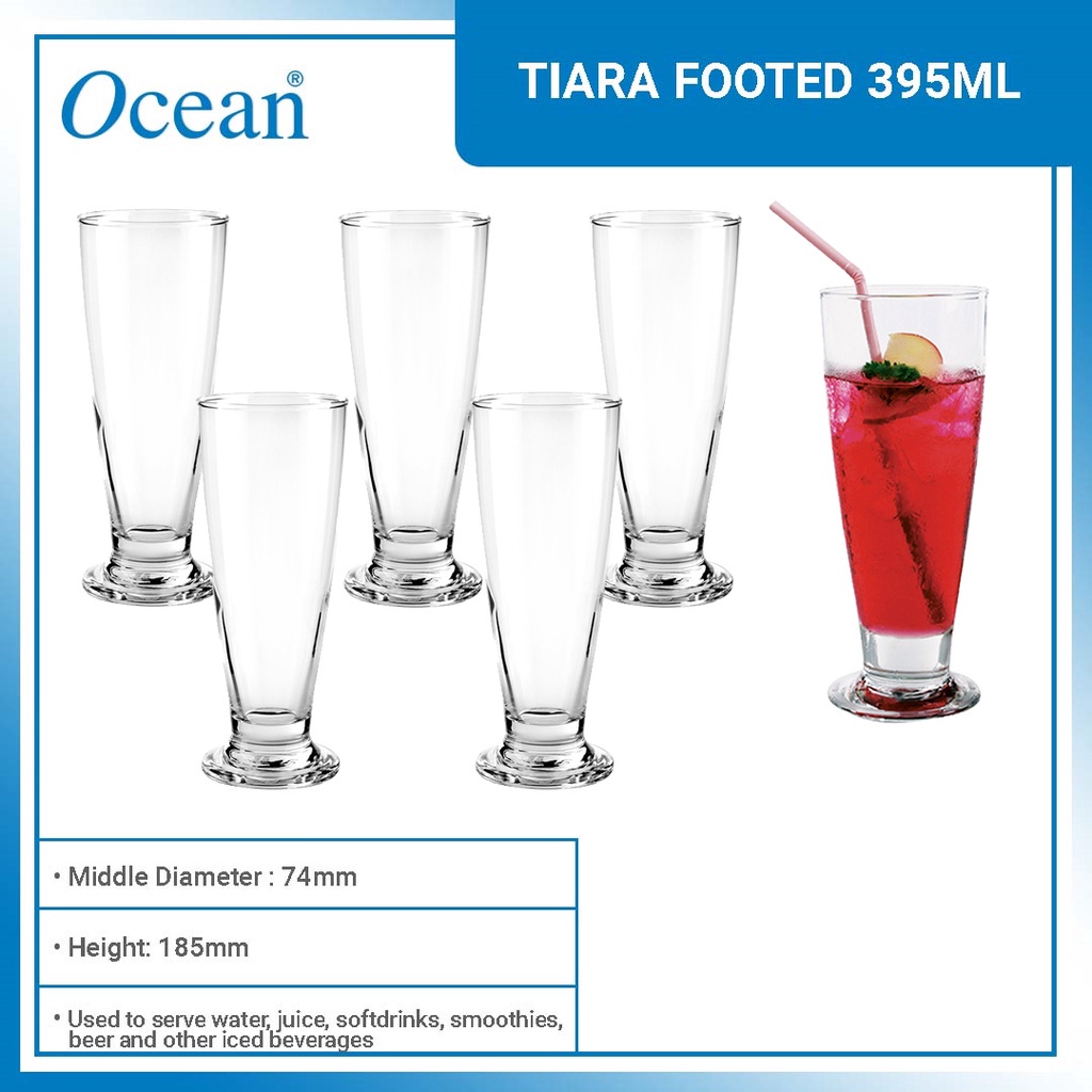 ¤ Ocean Glassware Tiara Footed Tumbler Glass Water / Juice Clear