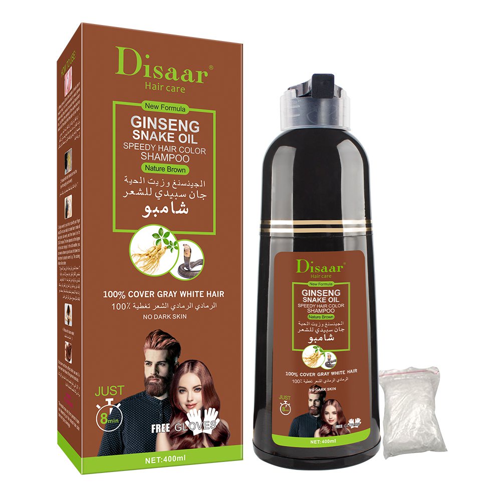 Disaar organic hair care Ginseng&snake oil brown hair dye shampoo 400ml