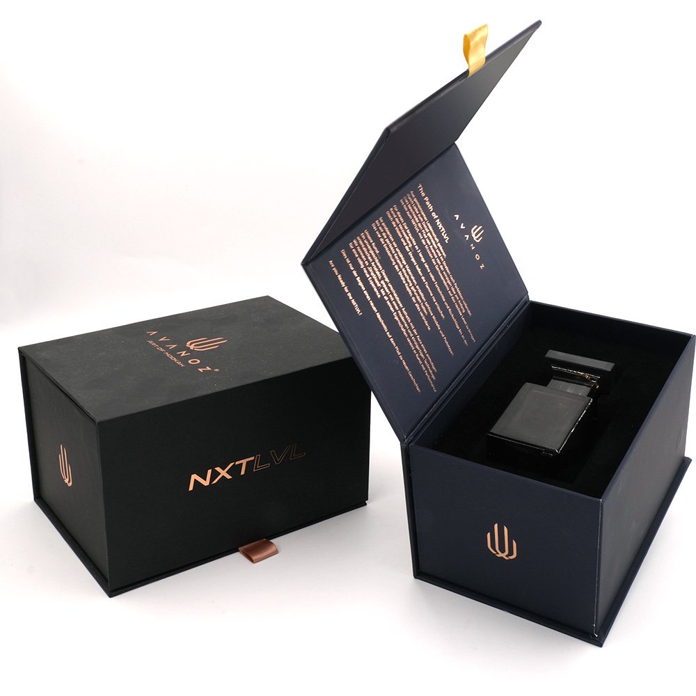 Black Magnetic Lid Perfume Box Luxury Perfume Bottle With Paper Box ...
