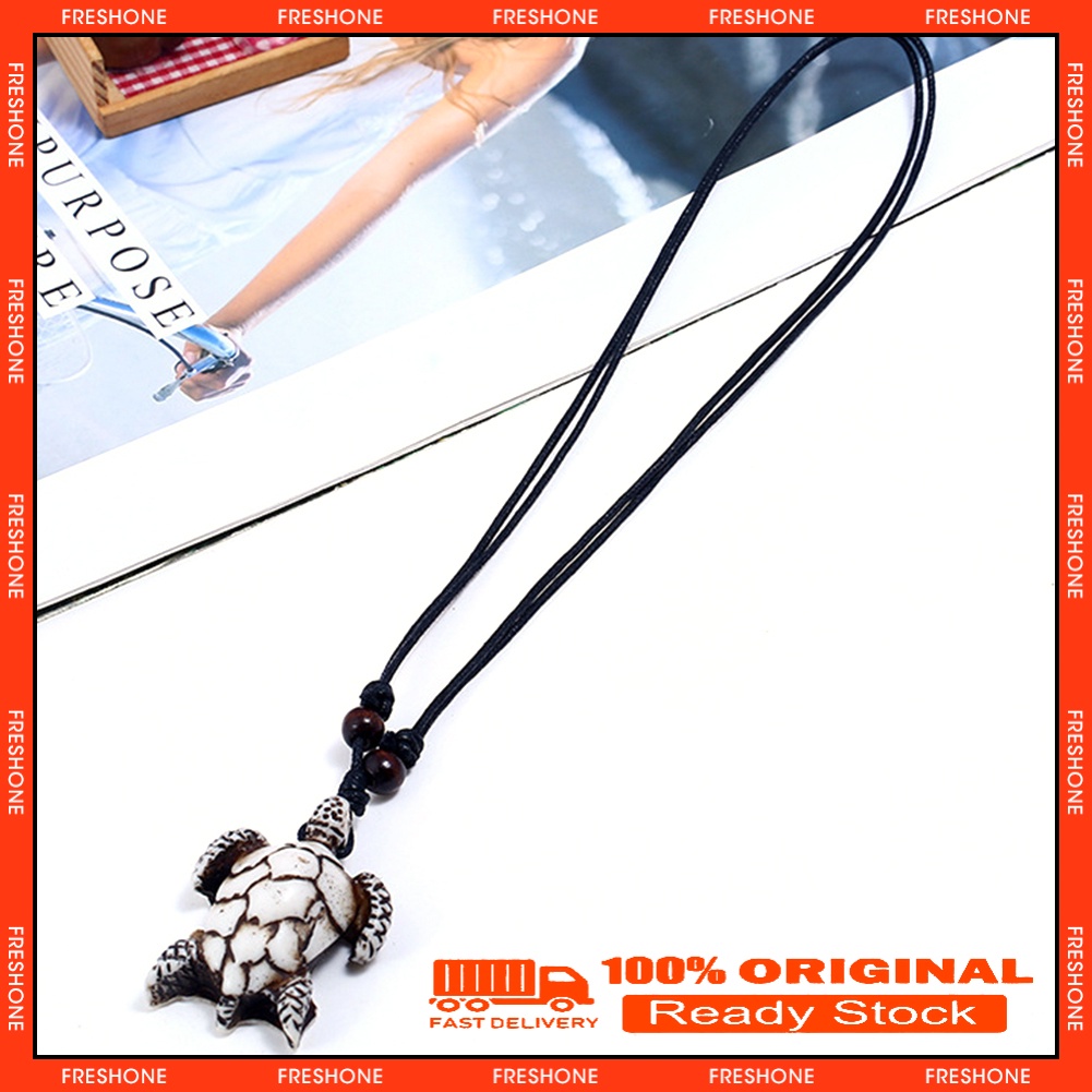 Fresh-Vintage Men Resin Turtle Pendant Adjustable Rope Chain Necklace ...