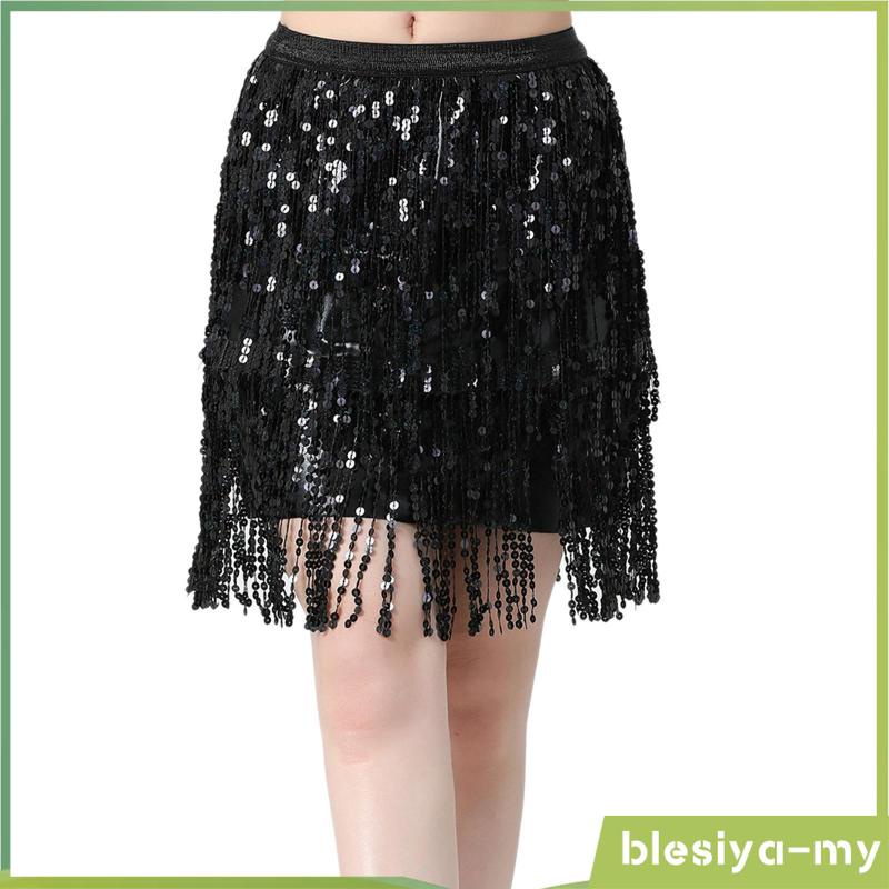 [blesiyamy] Sequin Tassel Skirt Boho Fashion Sequins Fringe Skirt For