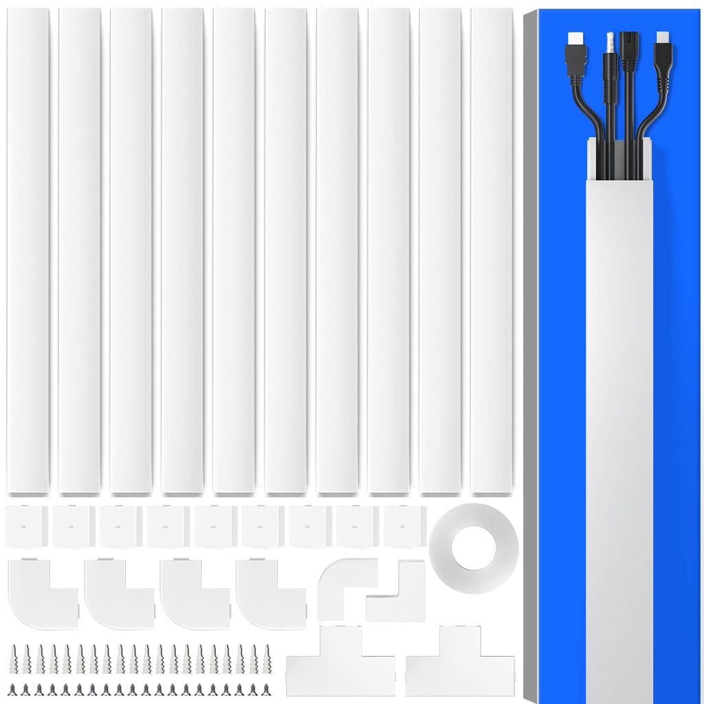 1 Set Wall Cord Cover Cable Concealer Complete Raceway Kit Wire Cables ...