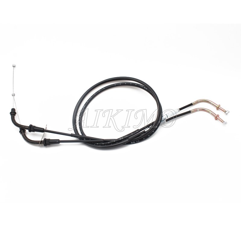 2pcs Motorcycle Black Throttle Oil Cables Line Wires Set Accelerator