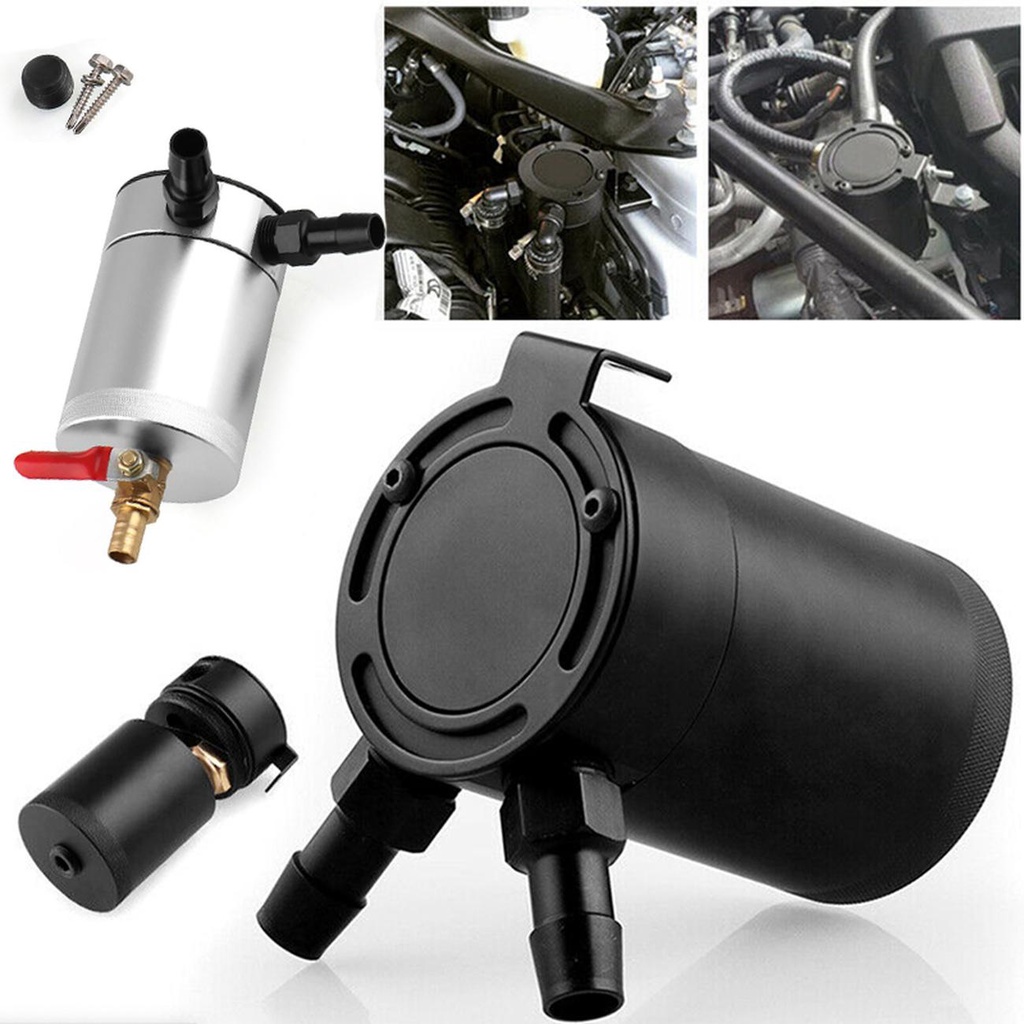 Universal Oil Catch Can Tank 2 Port Baffled Reservoir with Drain Valve ...