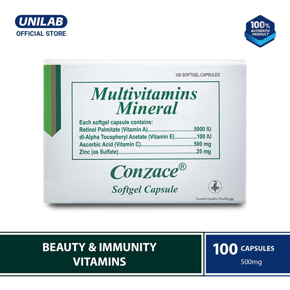 Unilab Conzace Multivitamins 100 Capsules - For Stronger Immunity And ...