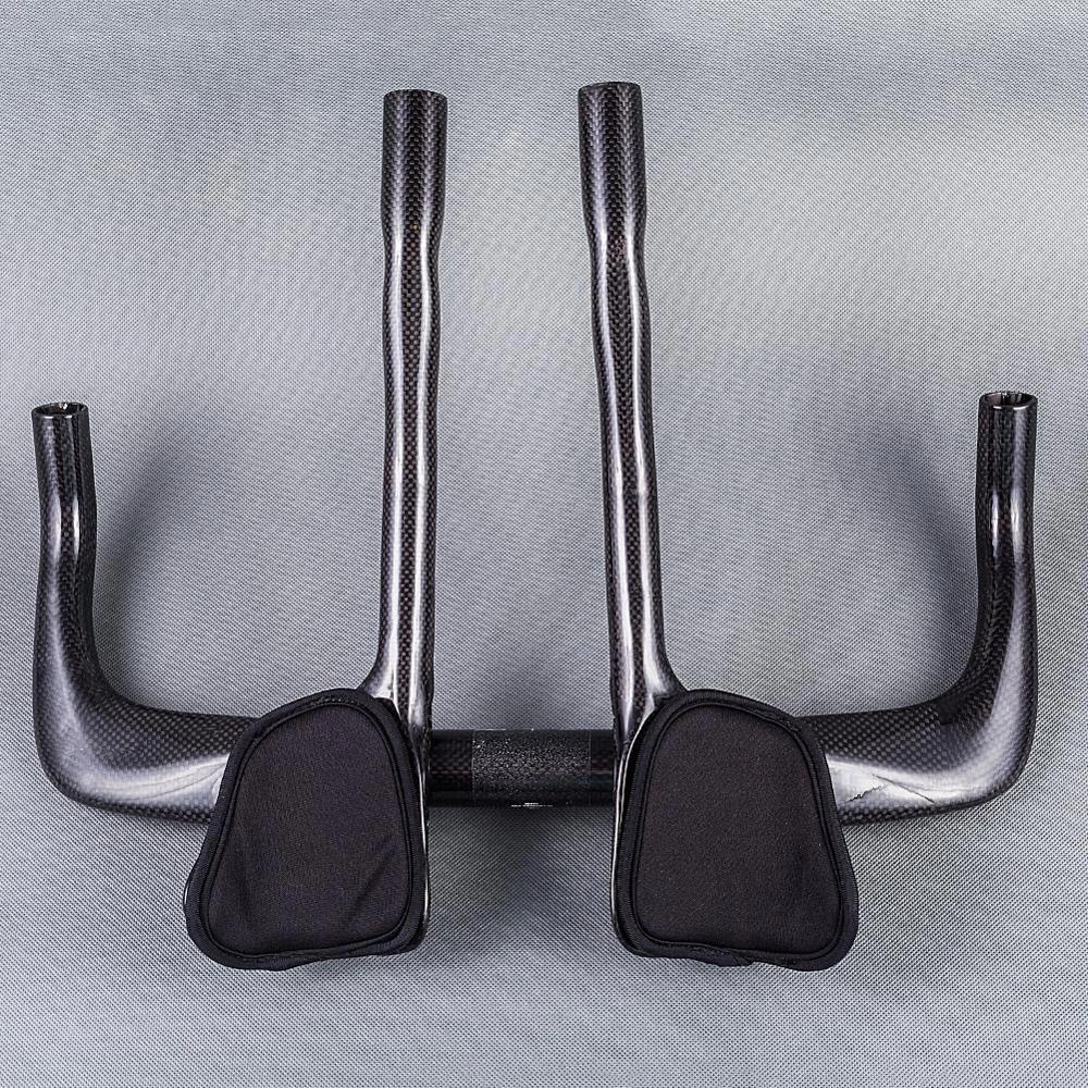 Glossy 3K Carbon Fiber Bike TT Bullhorn Bar Time Trial Triathlon Handlebar Aerobar Rest Bar Ends