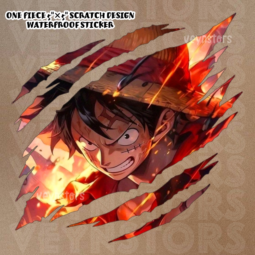 ONE PIECE LUFFY SCRATCH DESIGN LAMINATED VINYL STICKER FOR TUMBLER ...