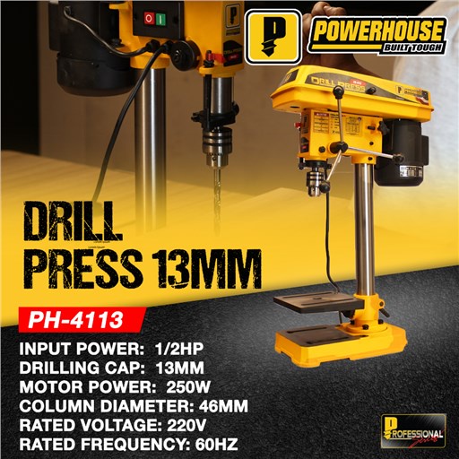 POWERHOUSE Industrial Bench Drill Press Machine 13mm 1/2HP Pure Copper