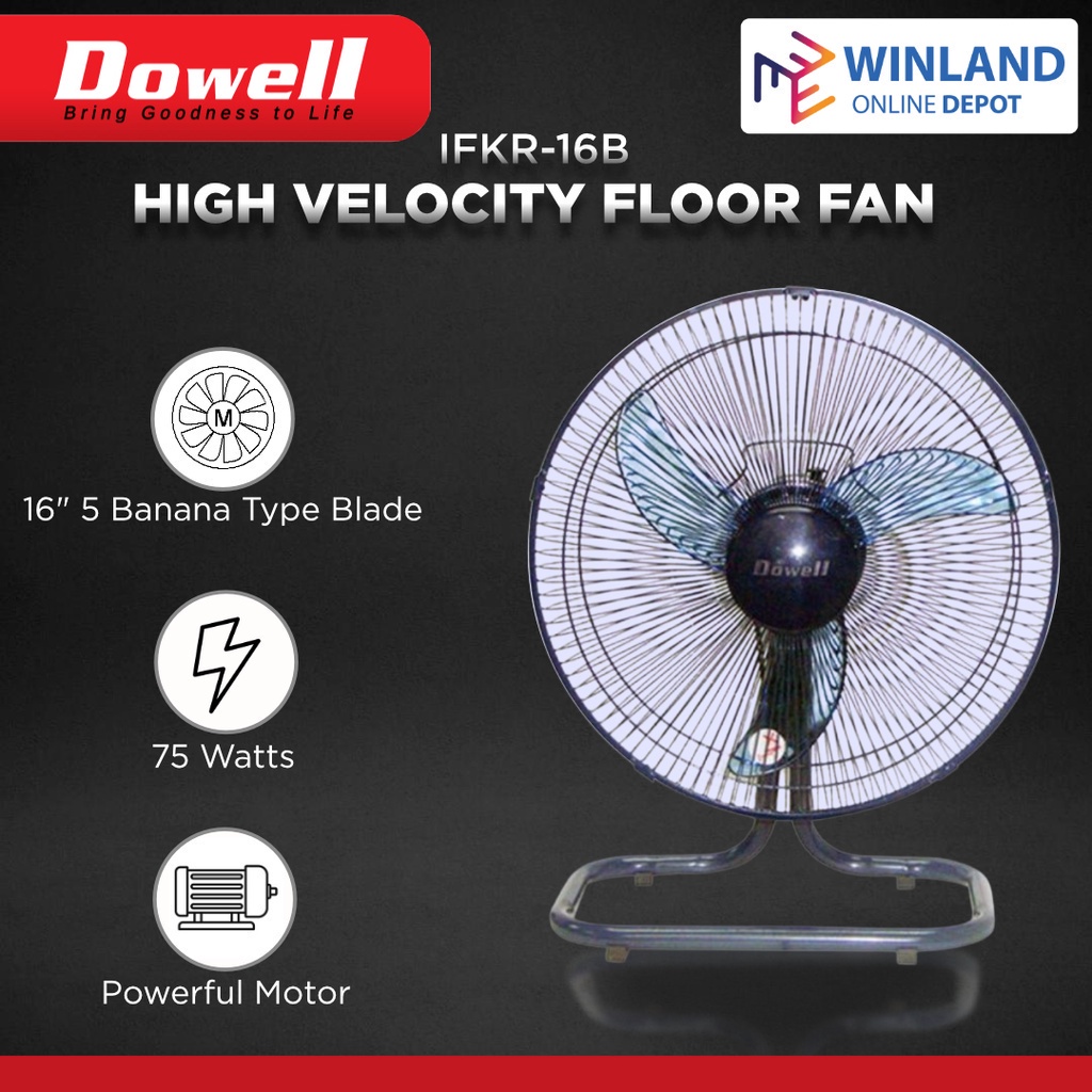 DOWELL by Winland High Velocity Electric Fan 16" Ground Desk Fan IFKR