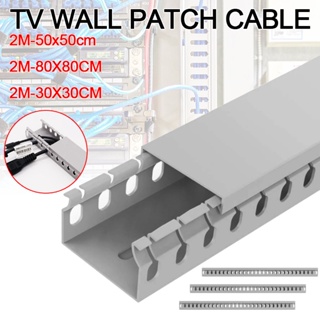 2PCS Cable Raceway Cable Concealer Open Slot Wiring Raceway Duct with Cover  On-Wall Cable Cover,Hide Wall Mount TV Cables Wires