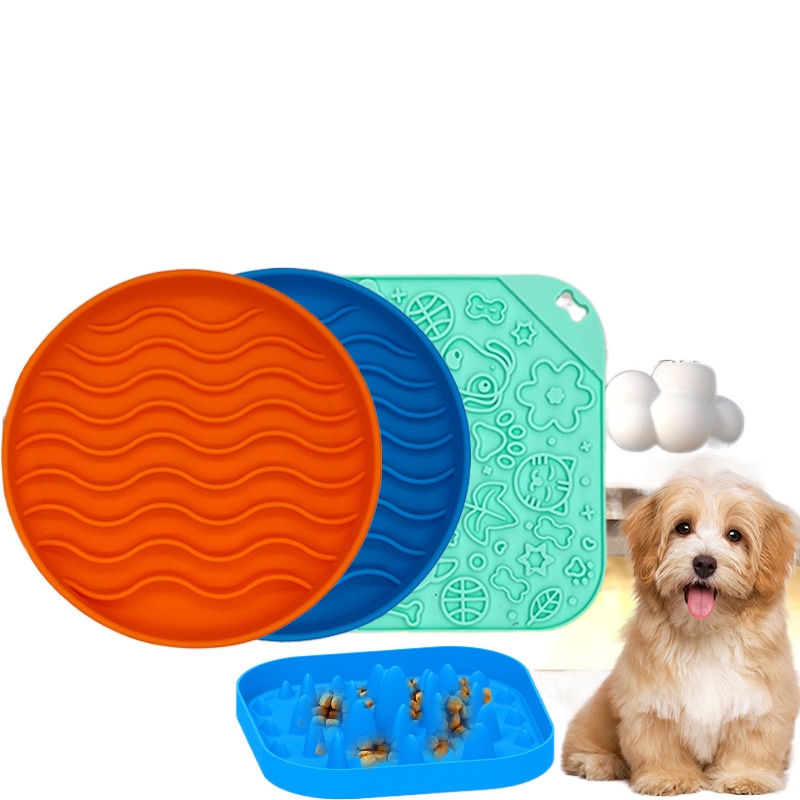 ∋ Pet Slow Food Plate for Lick Silicone Mat Dogs Bathing Distraction ...