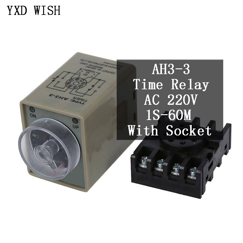 AC220V 1S/6S/10S/30S/60S/3M/6M/10M/30M/60M Timer Time Relay AC 220V AH3 ...