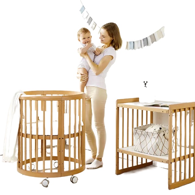 2023NEW ☾YGV MULTIFUNCTIONAL OVAL CRIB (NATURAL) Shopee Philippines