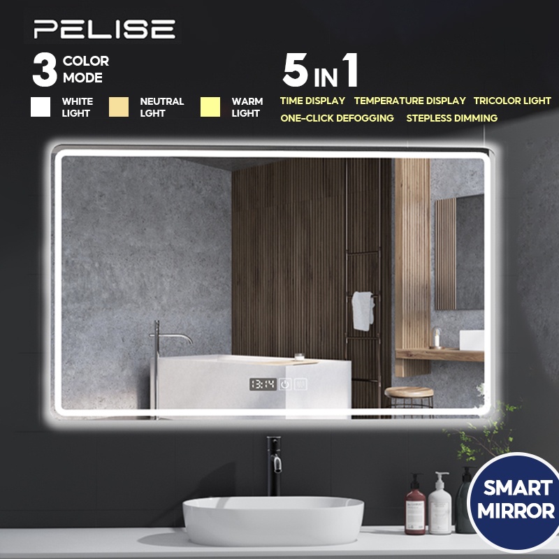 Pelise Bathroom Smart Mirror Rectangle 3tone Light Stepless dimming