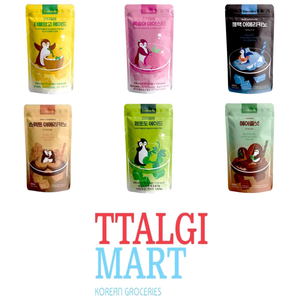 KOREAN POUCH DRINK CANTABILE 230ML MANGO / PEACH / BLACK&SWEET