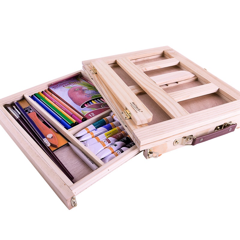 Portable Artist Wood Easels Multifunction Sketching Painting Box Adjustable Drawer folding