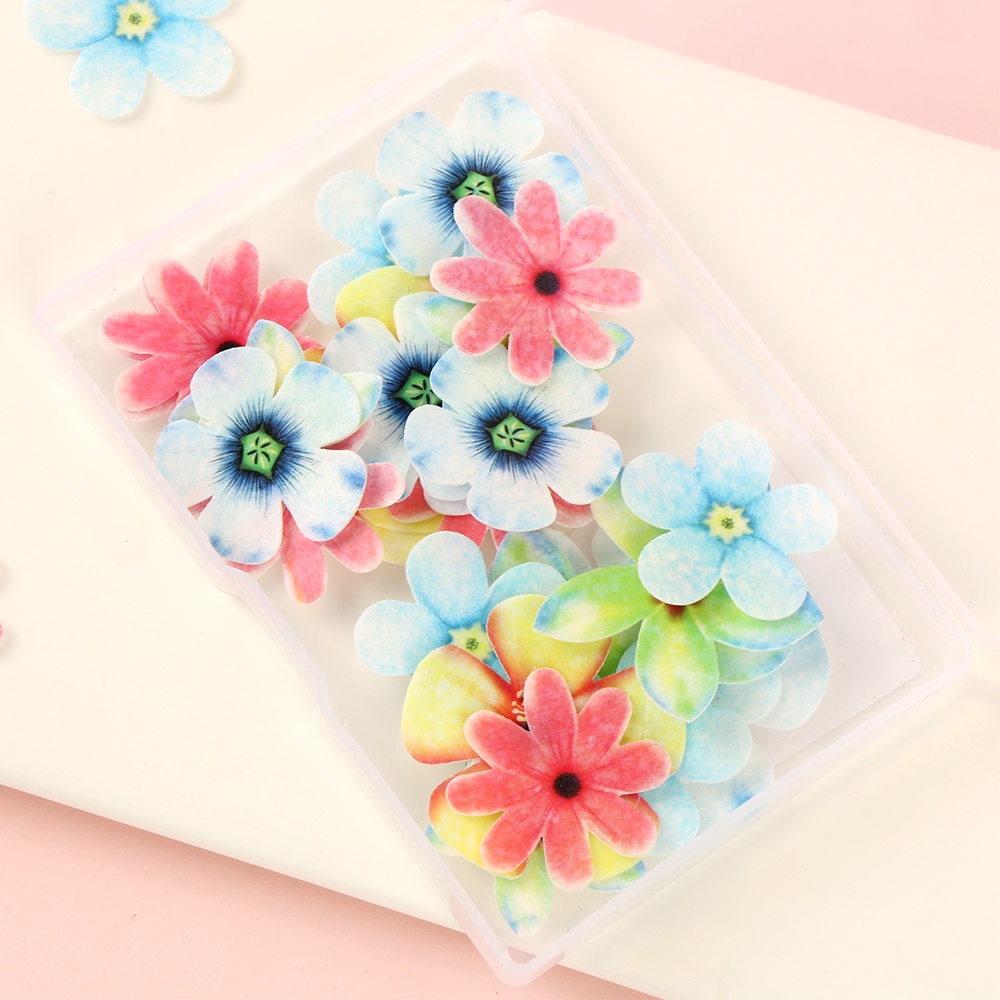 IUCK 42/50Pcs Edible Flowers Butterfly Glutinous Rice Paper Cupcake