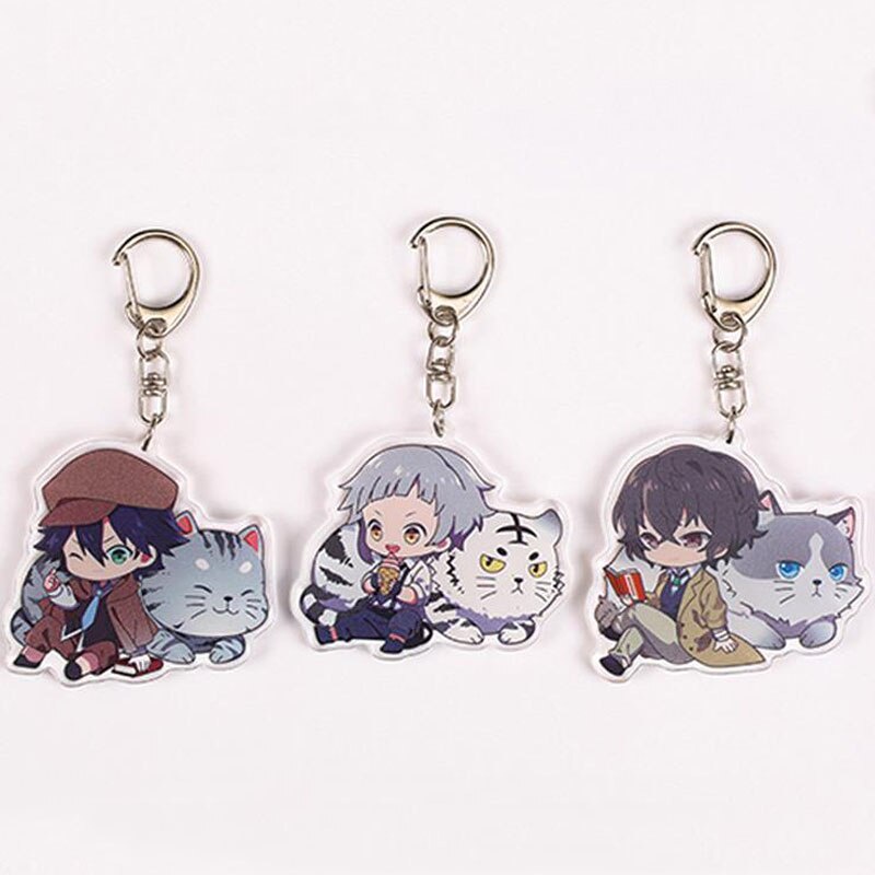 atKc 1 Pcs Kawaii Anime Bungou Stray Dogs Keychains Dazai Osamu Cosplay