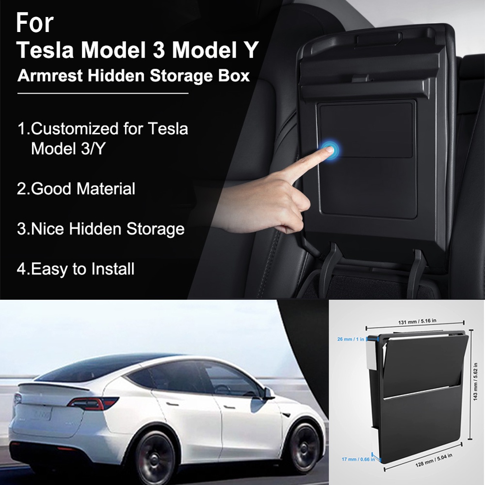 Center Console Hidden Storage Box For Tesla Model 3 Model Y