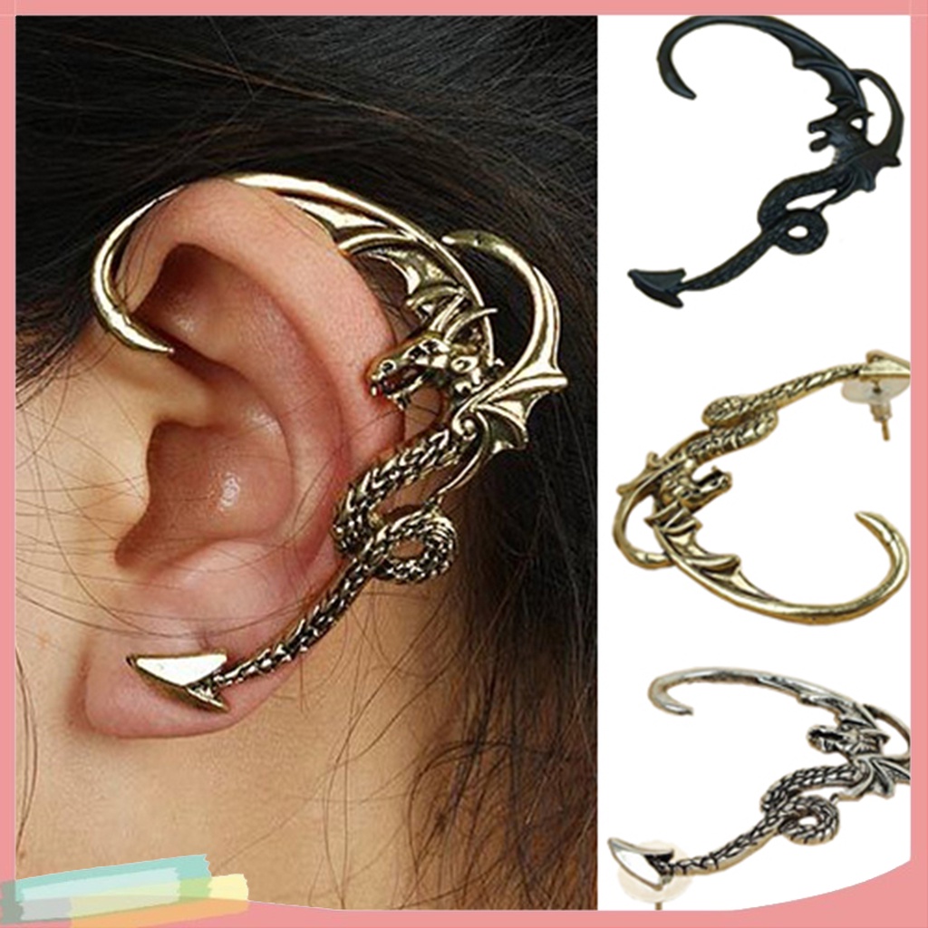 LK Vintage Fly Dragon Cartilage Earrings Wrap Clip Left Ear Cuff