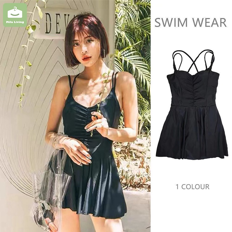 BACKLESS SEXY BODYCON SWIM DRESS Swimsuit Korean Swimwear With Pad