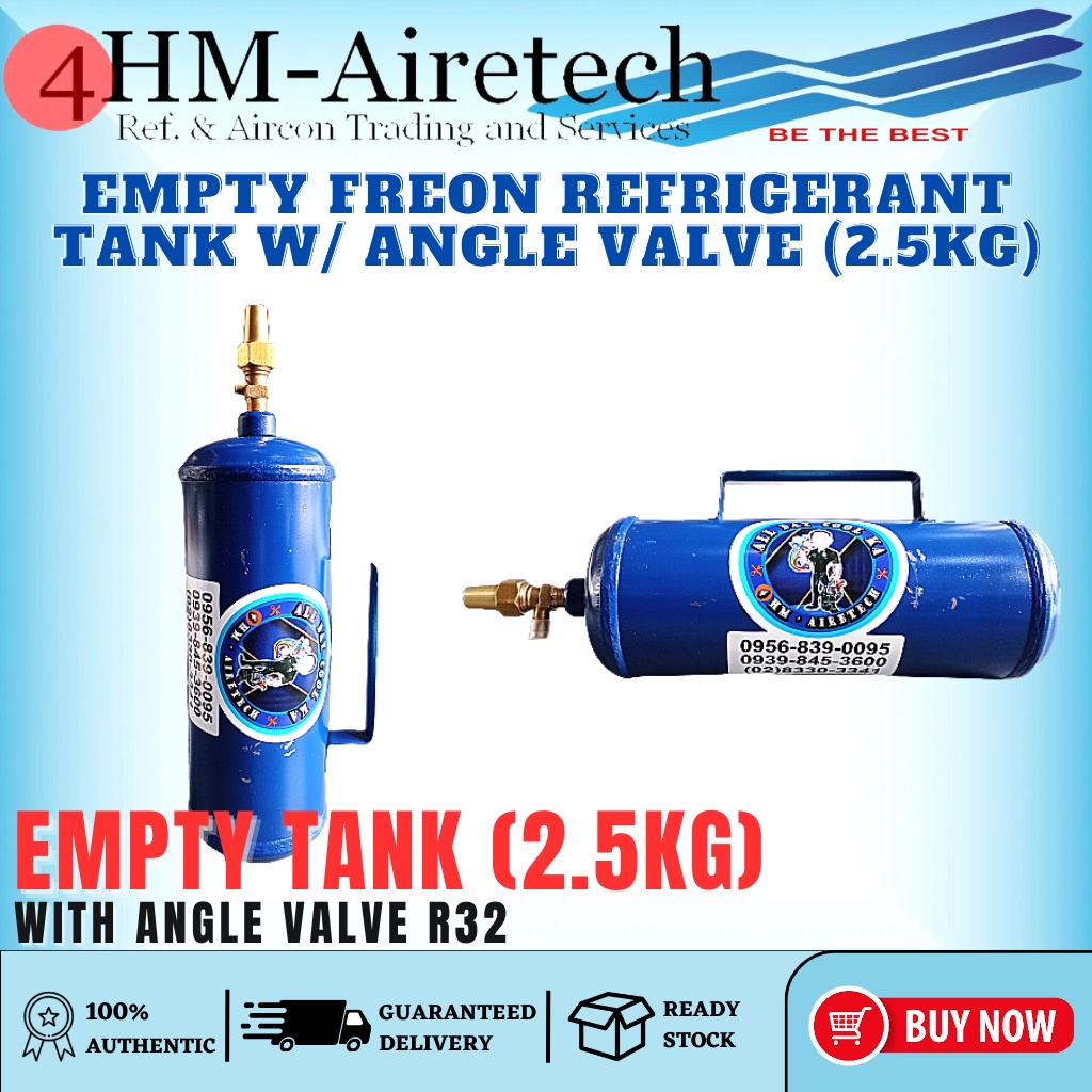 ₪4HM Empty Freon Refrigerant Quality Freon Empty Tank w/ Angle Valve (2 ...