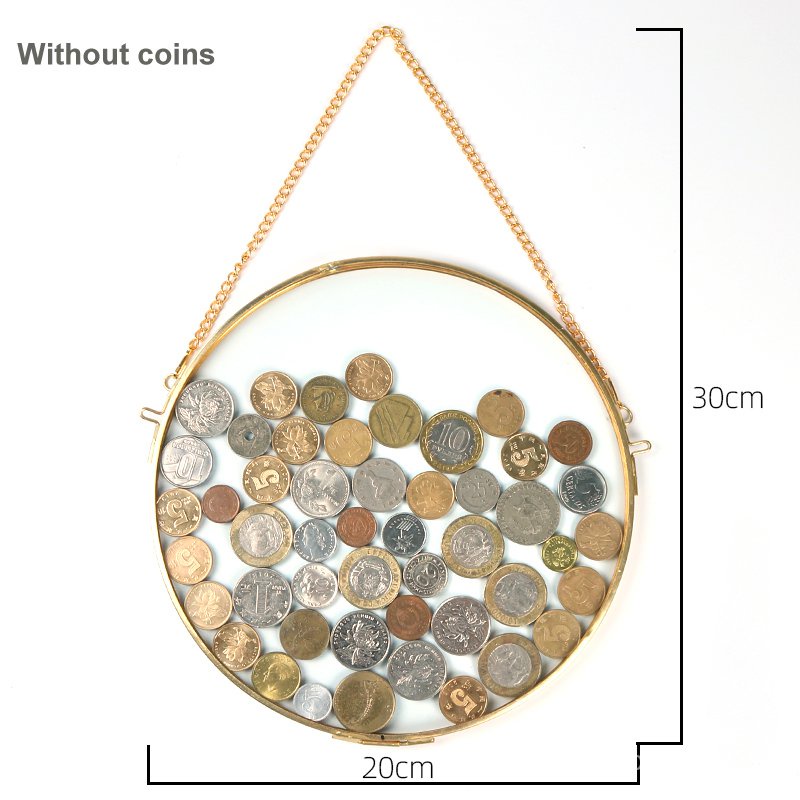 8" Round coin display frame Black/ Gold Glass panel picture Frame Collection Display Shopee