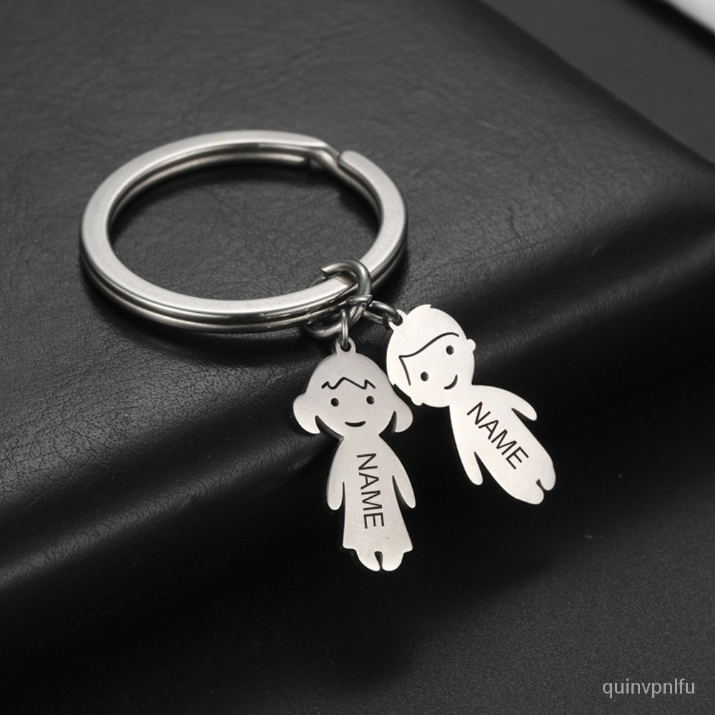 Personalized Engraved Name Date Child Family Keychain Stainless Steel ...