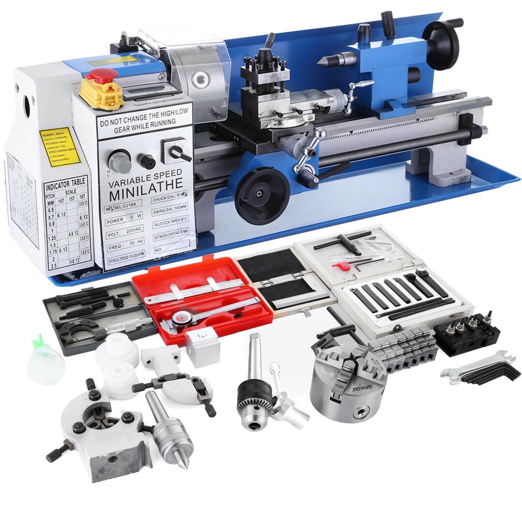 VEVOR Metal Lathe 550 W Mini Lathe CJ18A Metal Gear Lathe 220 V Lathe ...