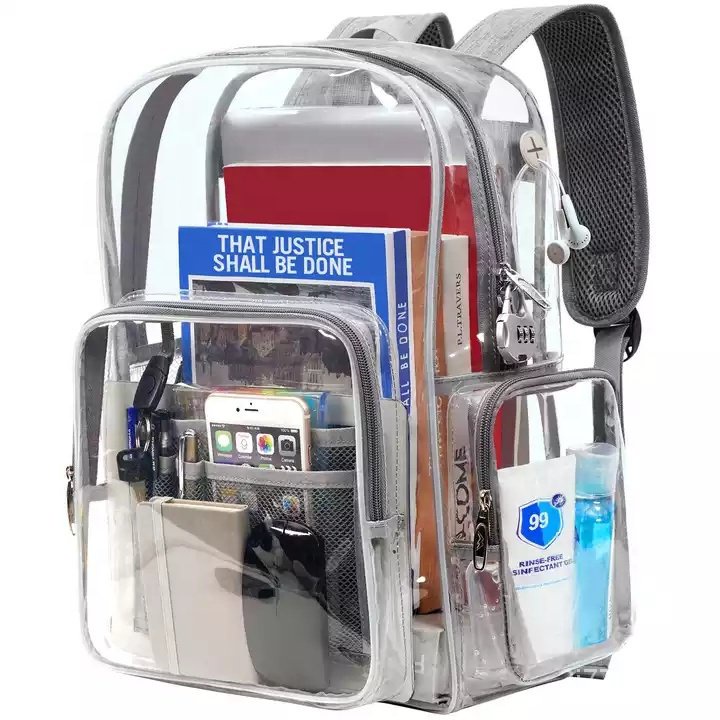 Clear Backpack Heavy Duty Transparent Bookbag with Lock Fit 15.6 Inch