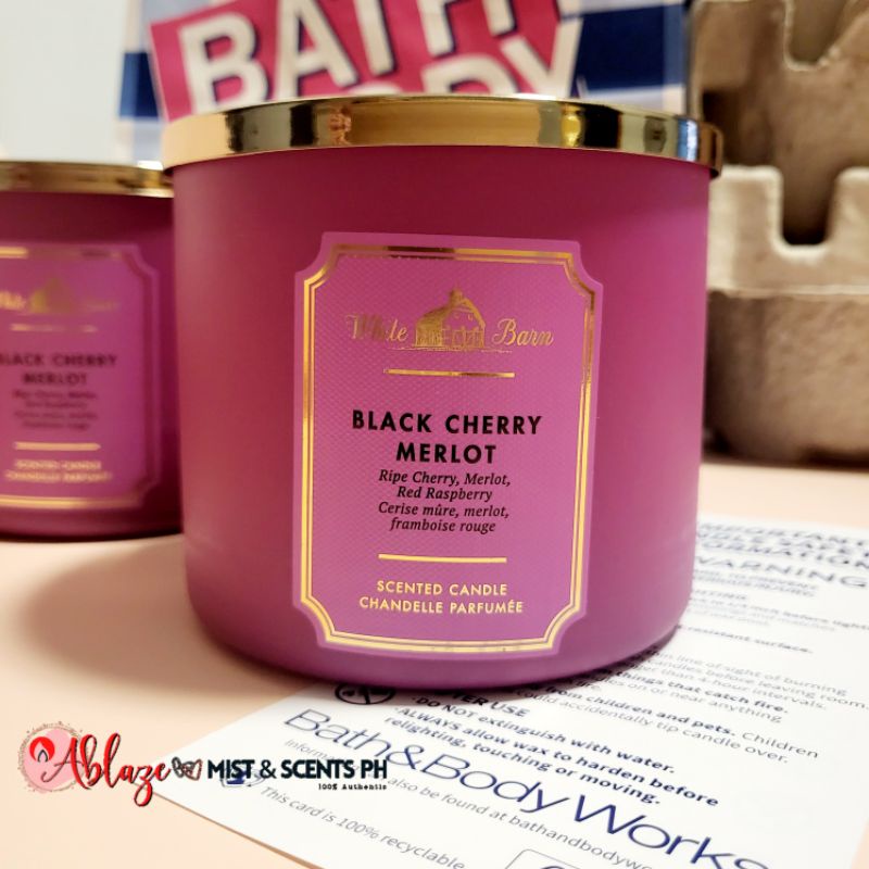 Black Cherry Merlot 3 Wick Candles by White Barn of Bath & Body Works