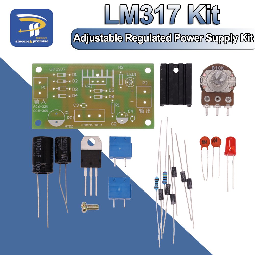 LM317 Adjustable Regulated Power Supply Kit Continuous Adjustable DC