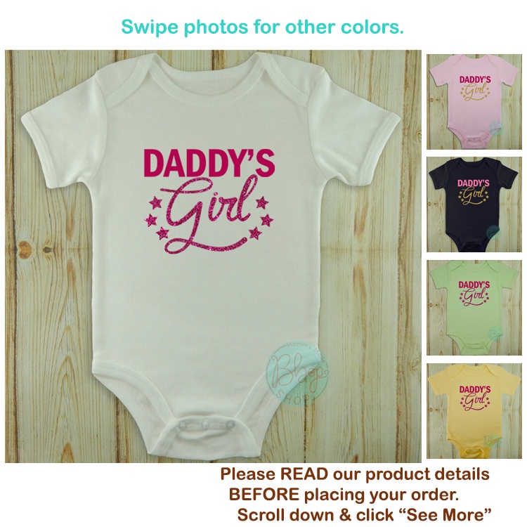 ↂBaby Onesie Daddy's Girl Infant Gift Baby Clothes Glitter and Pink