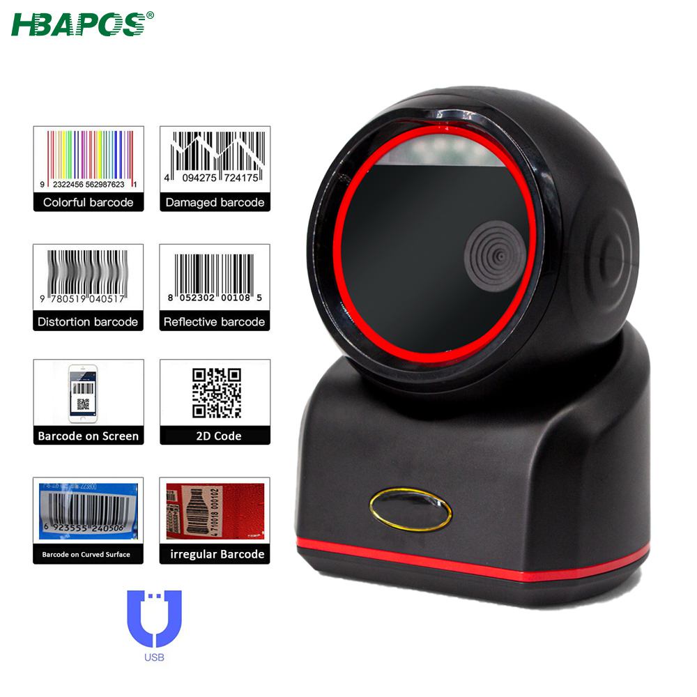 Barcode Scanner 2D Desktop Omnidirectional 1D/2D QR Code usb Barcode ...